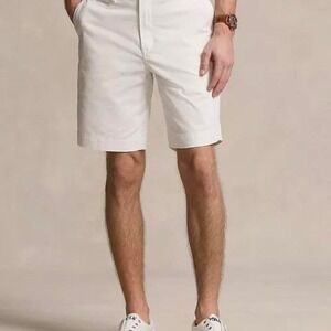 Polo Ralph Lauren Men's White Chino Shorts Size 35 Classic Cotton Casual